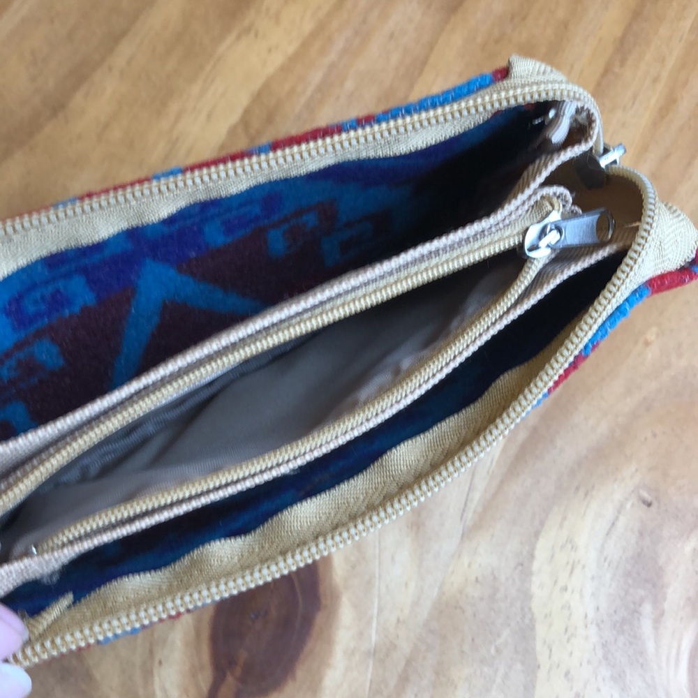 Pendleton Blue And Red Patterned Clutch - image 6